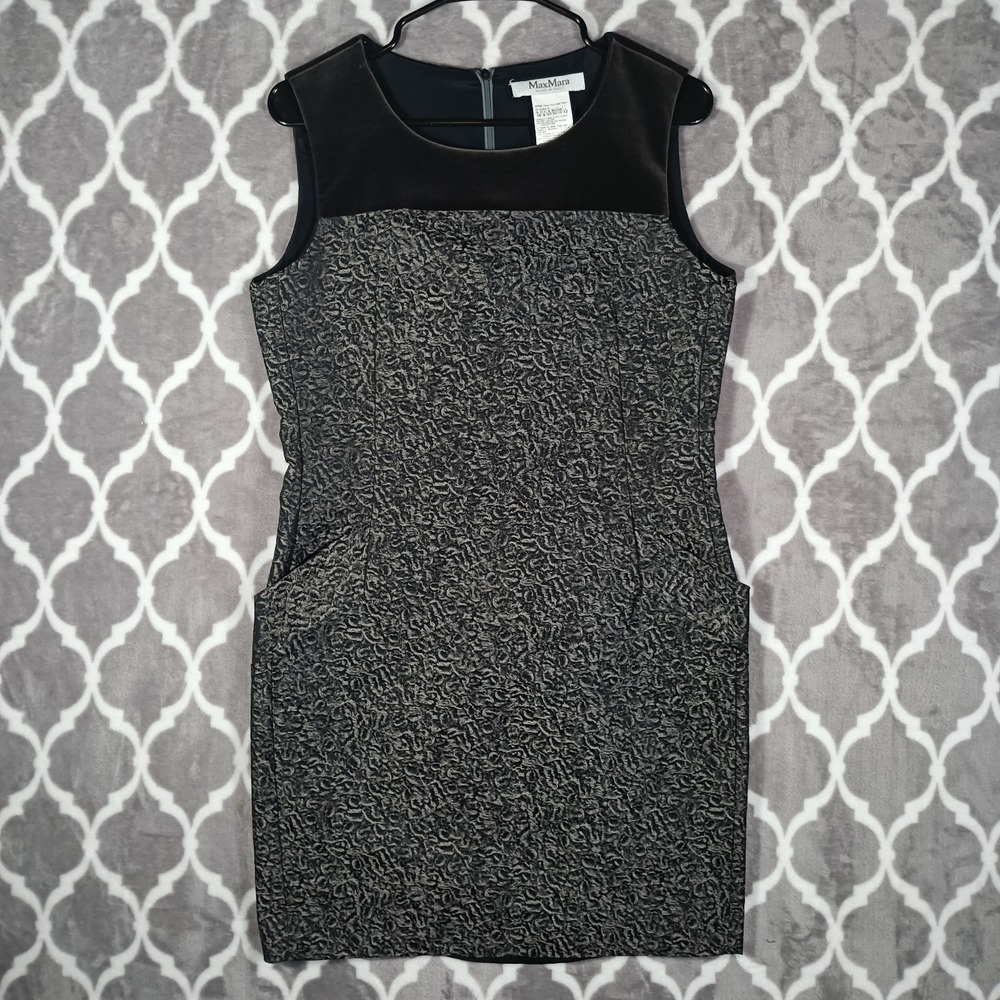 Max Mara Sheath Dress Women Size 8 Gray Wool Neutral Career Office Italy
